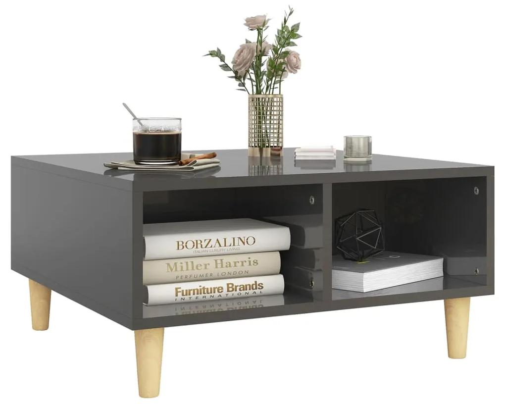 Tavolino da salotto grigio lucido 60x60x30 cm in truciolato
