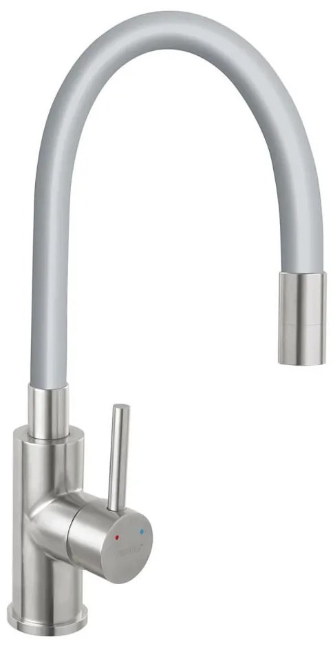 FERRO - Rubinetto per lavello con braccio flessible acciaio inossidabile/grigio