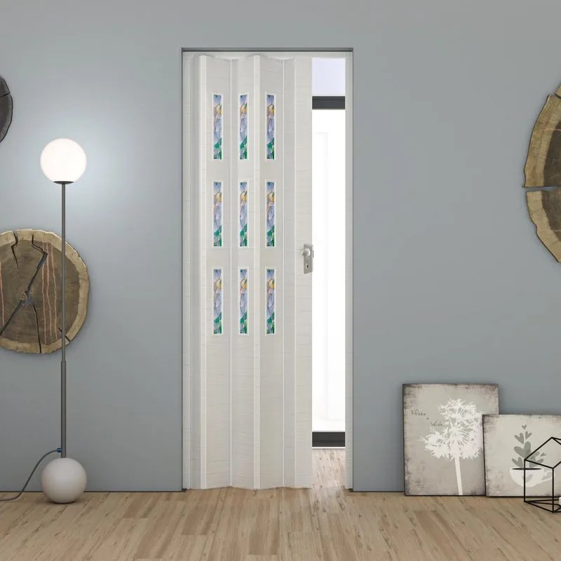 Porta a soffietto Maya vetro in pvc multicolore L 83 x H 214 cm