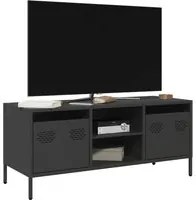 Mobile TV Nero 101,5x39x43,5 cm in Acciaio Laminato a Freddo 851298