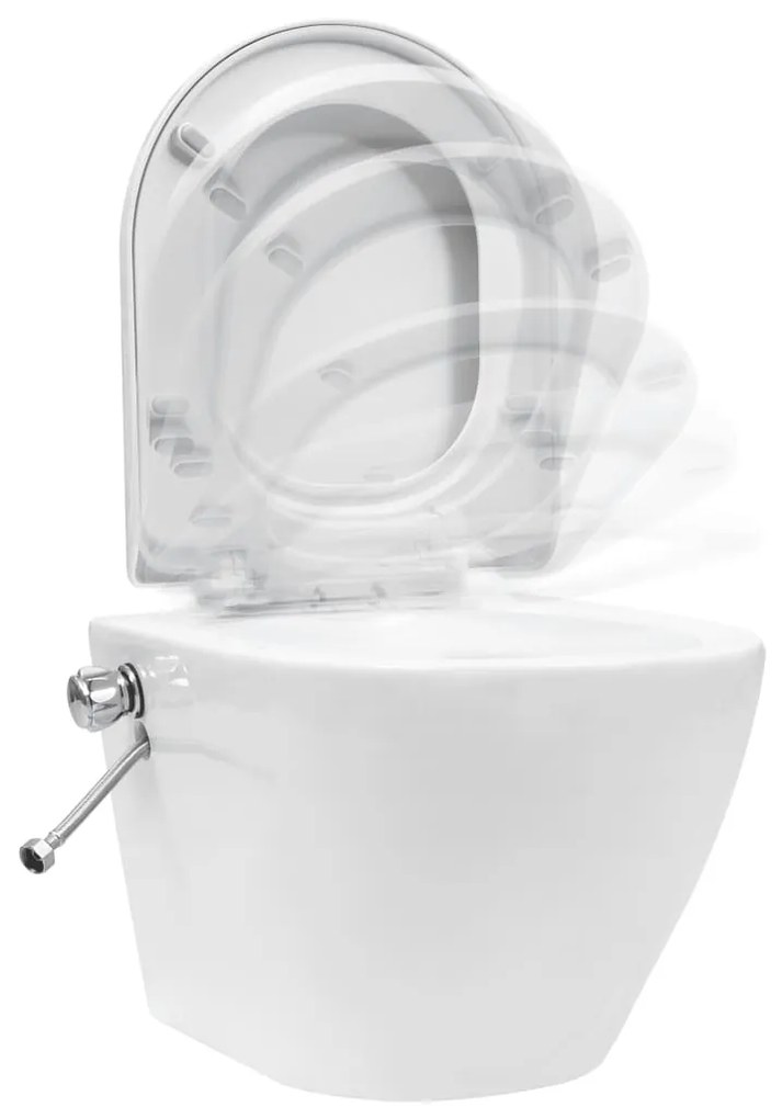 Toilette senza Bordo Sospesa con Funzione Bidet Ceramica Bianca