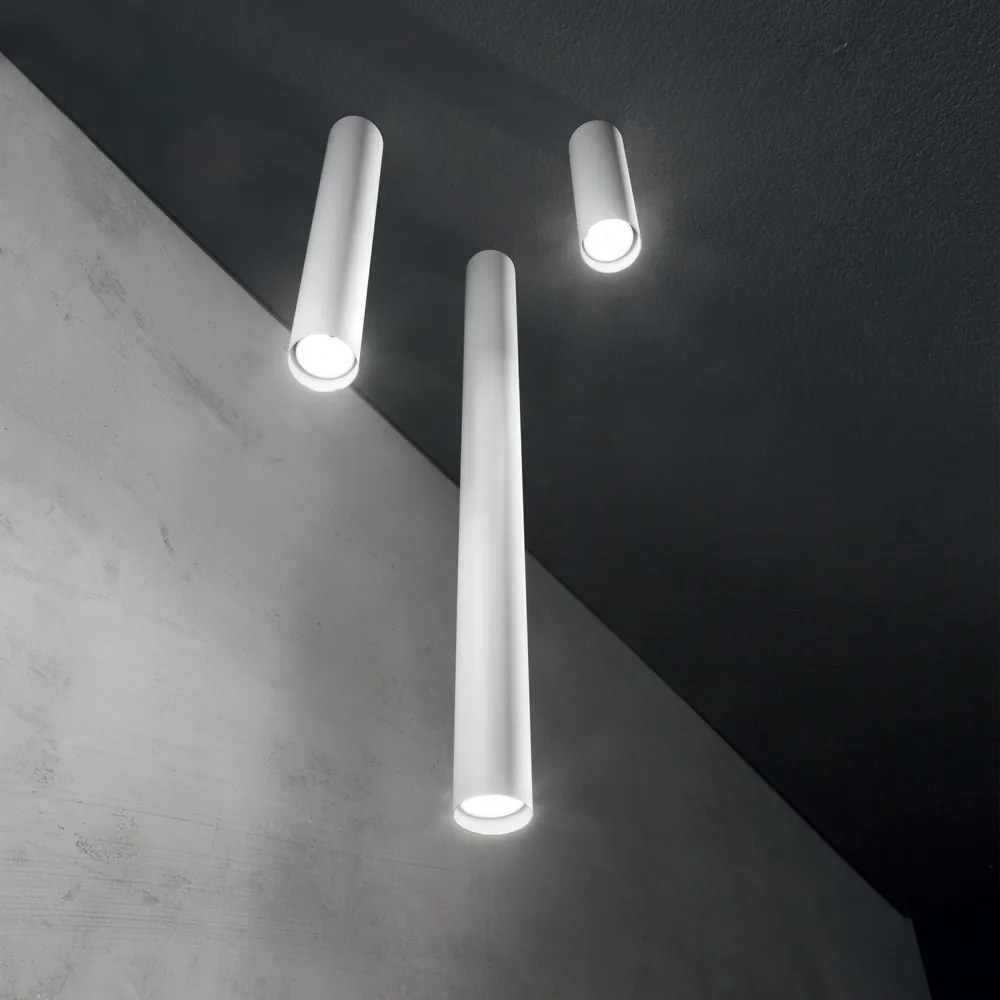 Plafoniera Moderna Look Metallo Bianco 1 Luce 7W 3000K Luce Calda H75Cm