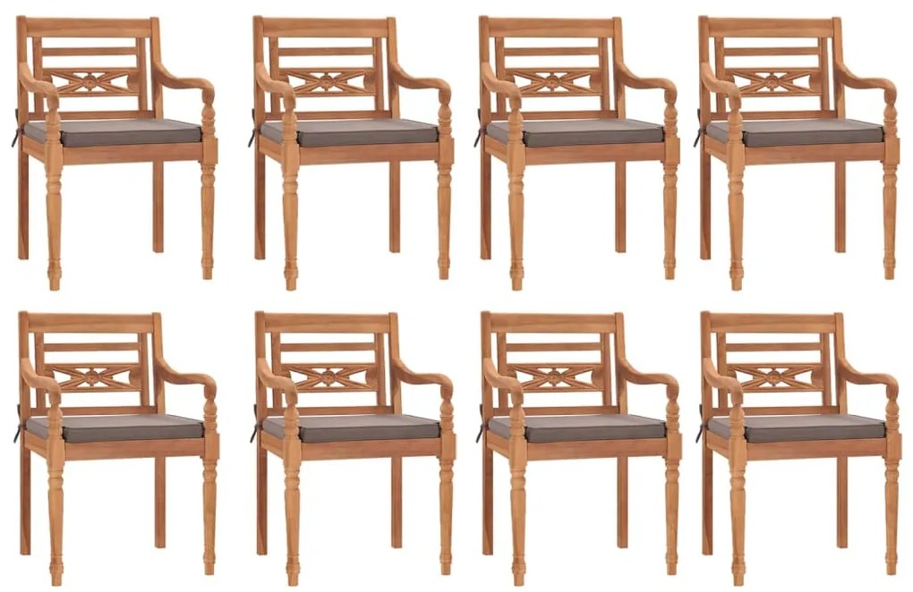 Set pranzo giardino 9pz con cuscini grigio scuro massello teak