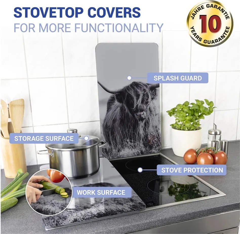 Set di copri fornelli in vetro temperato 2 pz 30x52 cm Universal Highland Cattle – Wenko