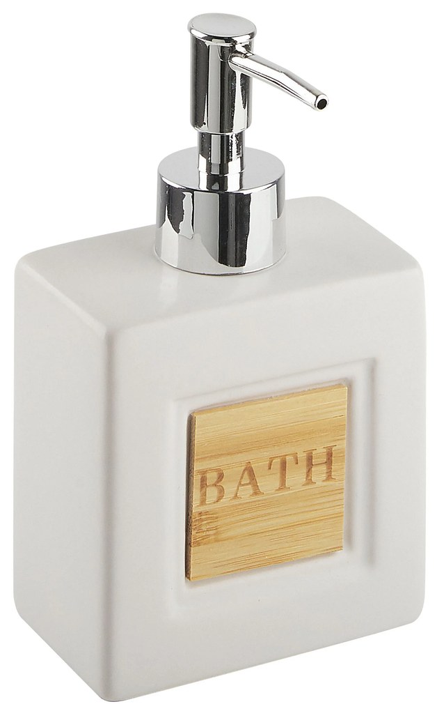 Set accessori bagno ceramica beige e legno chiaro KOUROU Beliani
