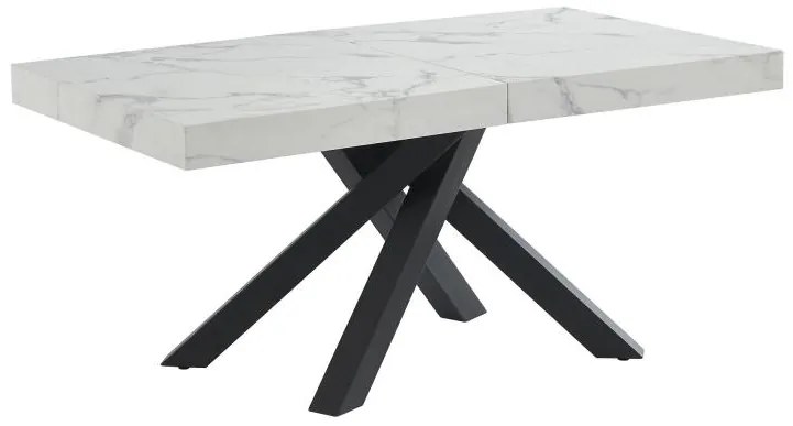 Tavolo da pranzo allungabile da 6 a 10 coperti in MDF e Metallo Effetto marmo Bianco e Nero - CATONAV