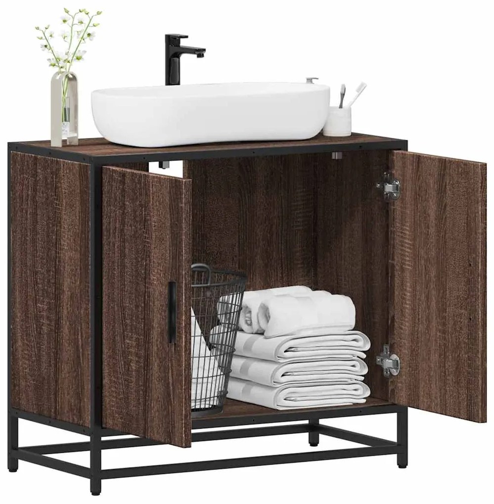 Mobile Lavabo Bagno Rovere Marrone 65x33x60cm Legno Multistrato /