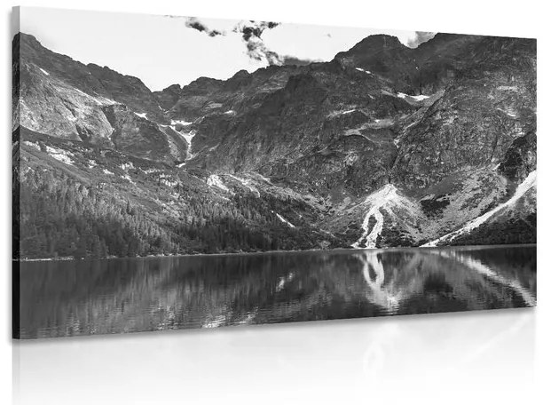 Stampa su tela – Morskie Oko nei Tatra in bianco e nero