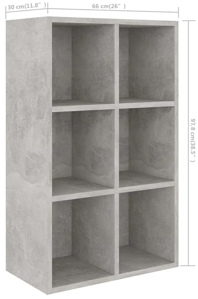 Libreria/Credenza Grigio Cemento 66x30x98 cm Legno Multistrato