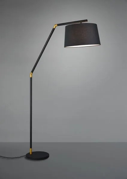 Lampade da terra tracy metallo nero con inserti oro e paralume nero...