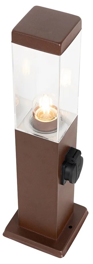 Lampada da esterno marrone ruggine 45 cm con presa IP44 - Malios