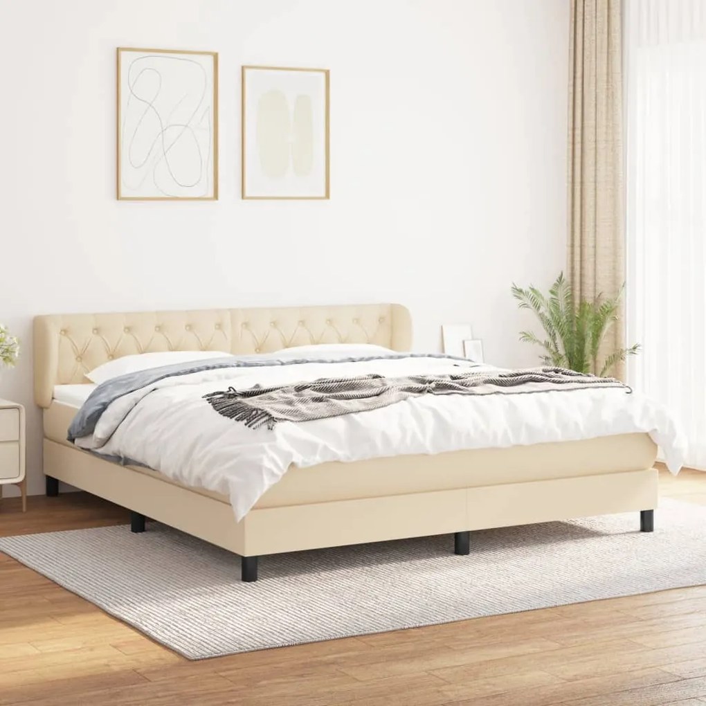 Giroletto A Molle Con Materasso Crema 160x200 Cm İn Tessuto /