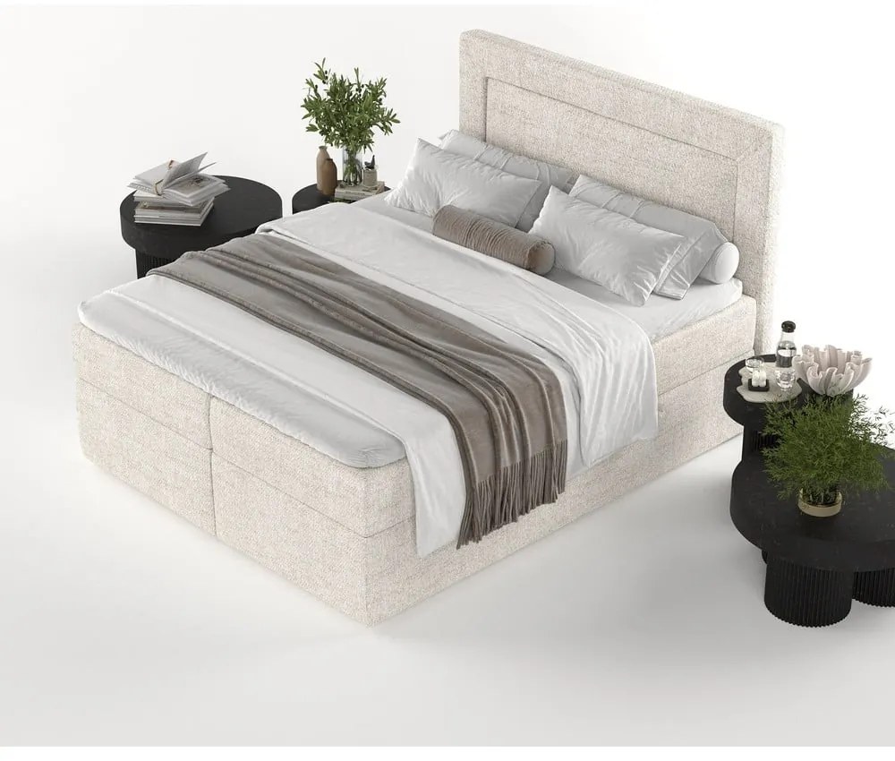 Letto boxspring crema con contenitore 180x200 cm Imagine - Maison de Rêve