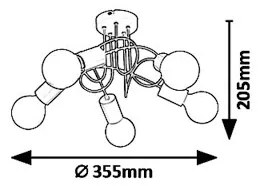 Rabalux 6340 - Lampadario a plafone LINETT 5xE27/40W/230V