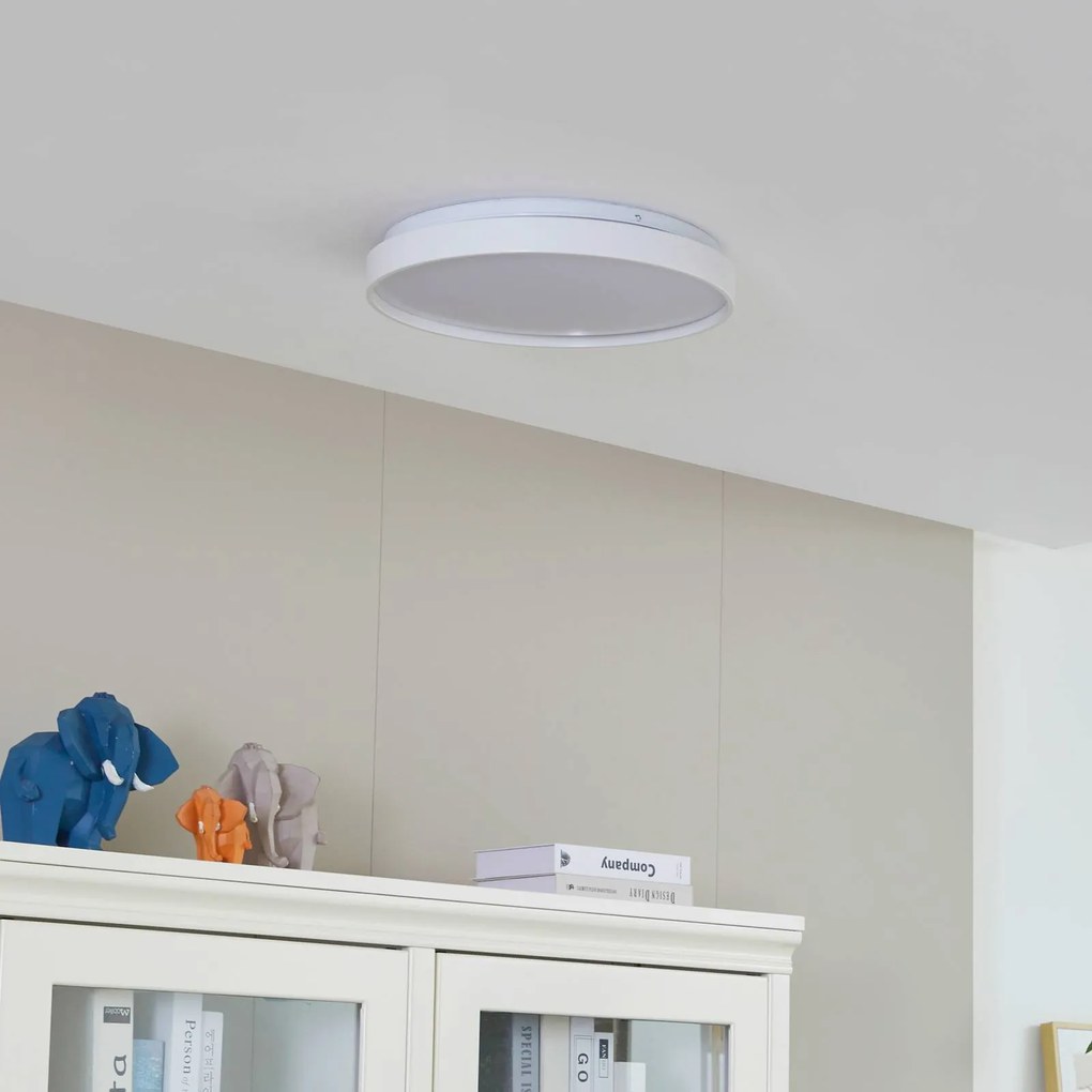 Lindby Smart LED plafoniera Mirren, bianco, metallo, CCT, Tuya