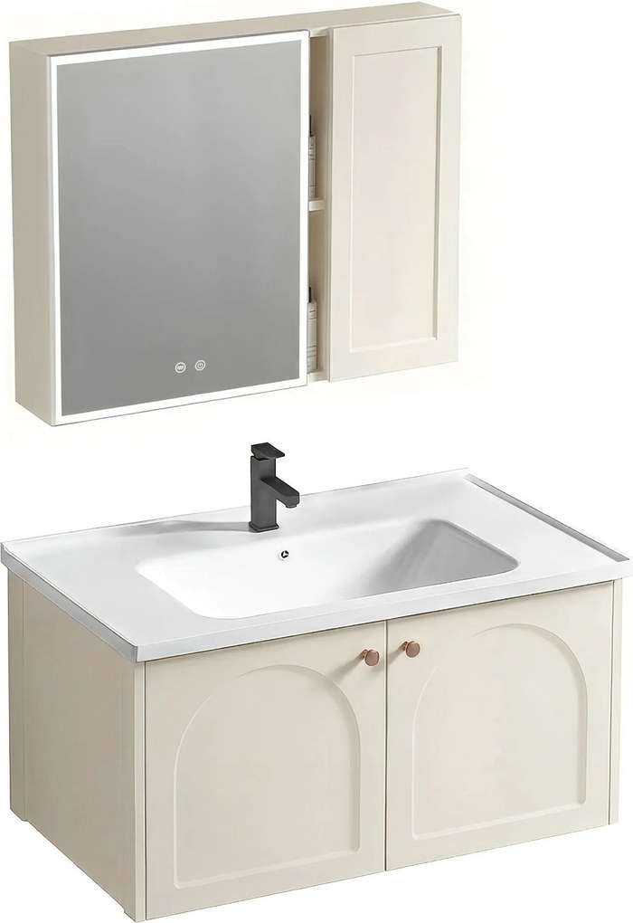 Set di mobili da bagno con lavabo Denver 80cm Creme