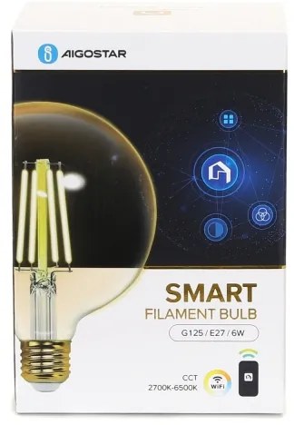 Lampadina LED dimmerabile FILAMENT G125 E27/6W/230V 2700-6500K Wi-Fi - Aigostar