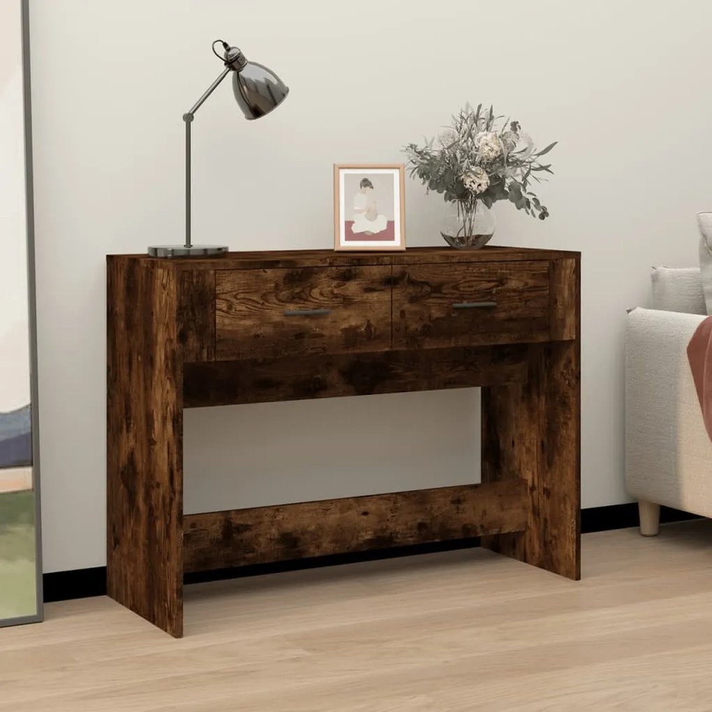 Tavolo Consolle Rovere Fumo 100x39x75 Cm Legno Multistrato /