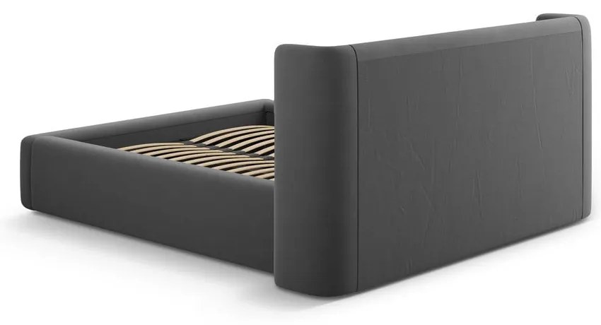 Letto matrimoniale imbottito grigio con contenitore con rete inclusa 180x200 cm Jason – Windsor &amp; Co Sofas