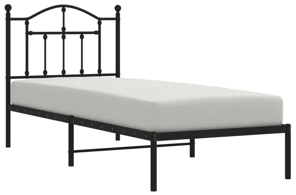 Giroletto con testiera in metallo nero 80x200 cm