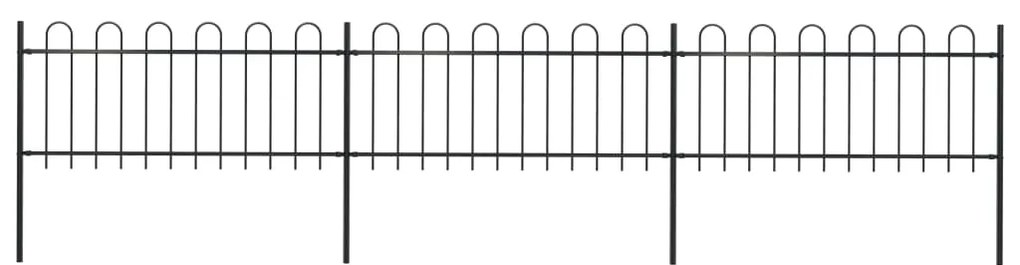 Recinzione Giardino Con Punta Tonda İn Acciaio 5,1x0,8m Nera /
