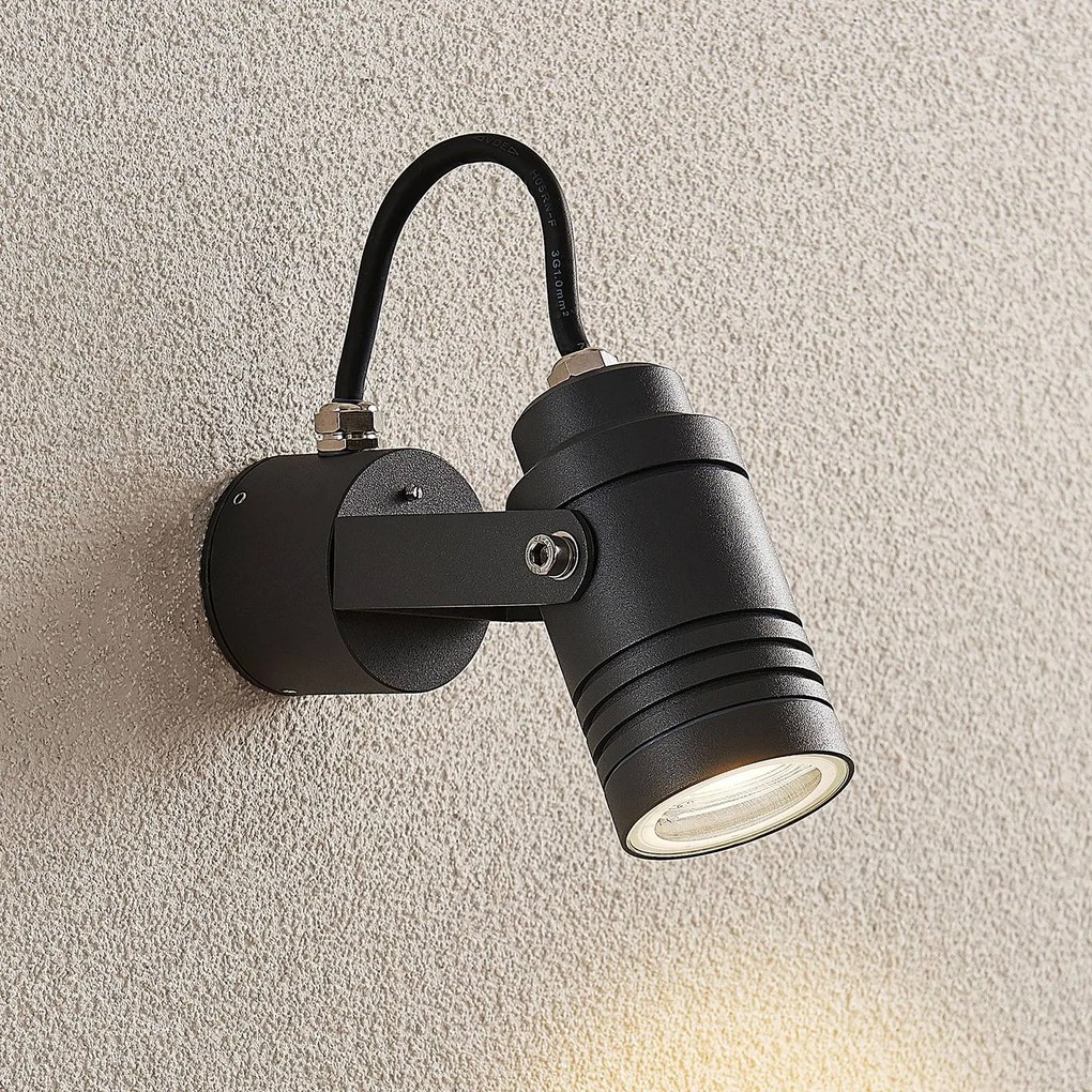 Faretto da parete per esterni Lucande Galina, grigio, alluminio, altezza Galina Lucande, dimmerabile, Alluminio / Grigio / Zincato, Alluminio, Moderno, Lampada da esterni