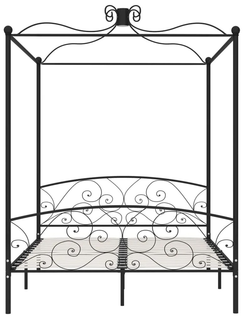 Letto a baldacchino nero in metallo 160x200 cm