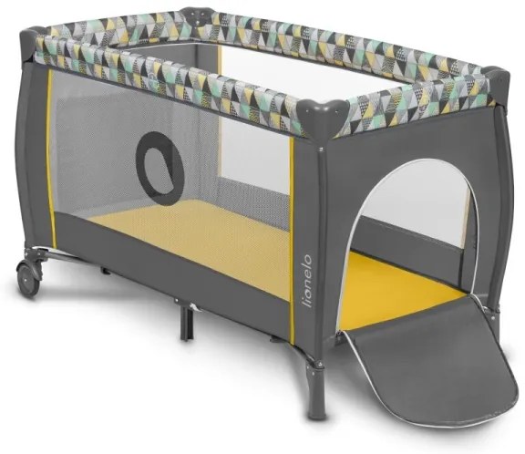 Lionelo - Lettino da viaggio SVEN PLUS grigio/giallo