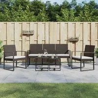 Set da Pranzo da Giardino 5 pz con Cuscini in PP Rattan Marrone 360219