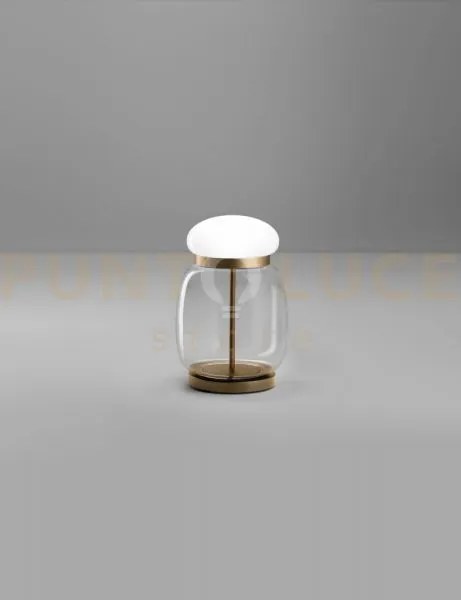 Faro lampada da tavolo s cristallo bianco montatura ottone vernicia...