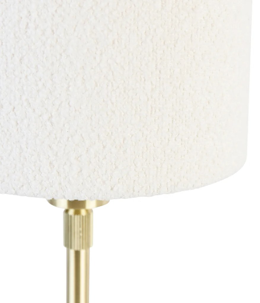 Lampada da tavolo oro orientabile con paralume bouclè bianco 20 cm - Parte