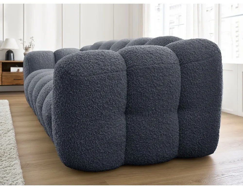 Divano grigio scuro con rivestimento in bouclé 232 cm Hippolyte – Bobochic Paris