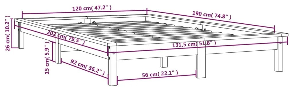 Giroletto Miele 120x190 cm Small Double Legno Massello di Pino