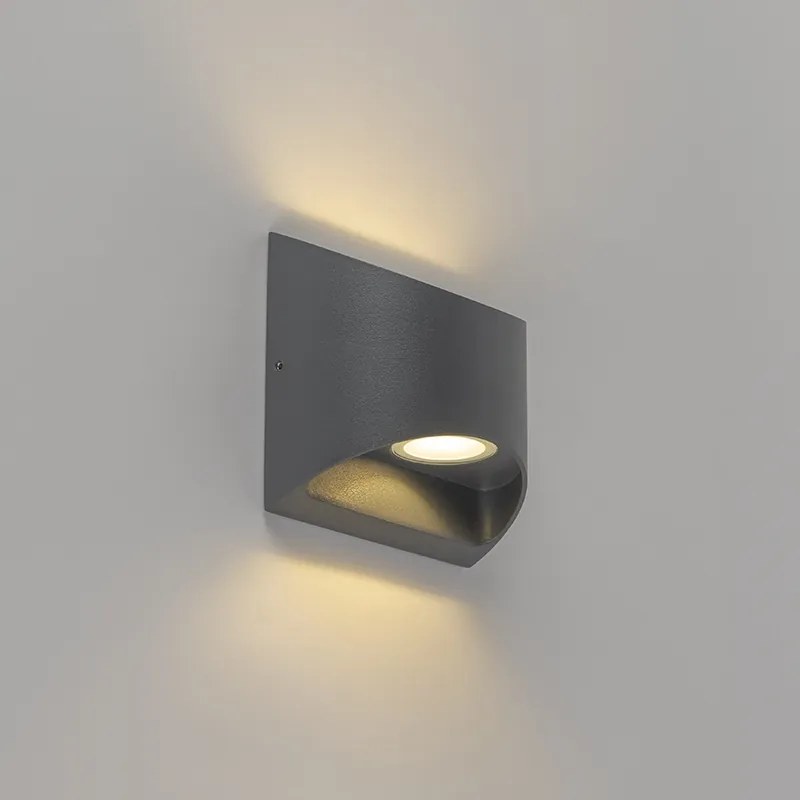 Lampada da parete esterna moderna grigio scuro con LED 2 luci IP54 - Mal