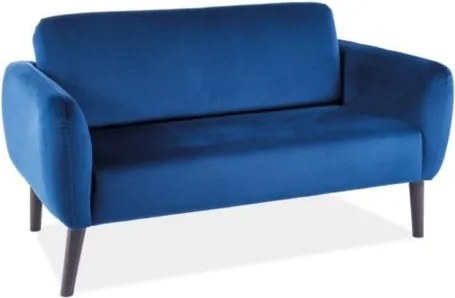 Divano Elsa in velluto blu navy - Blu86/wenge