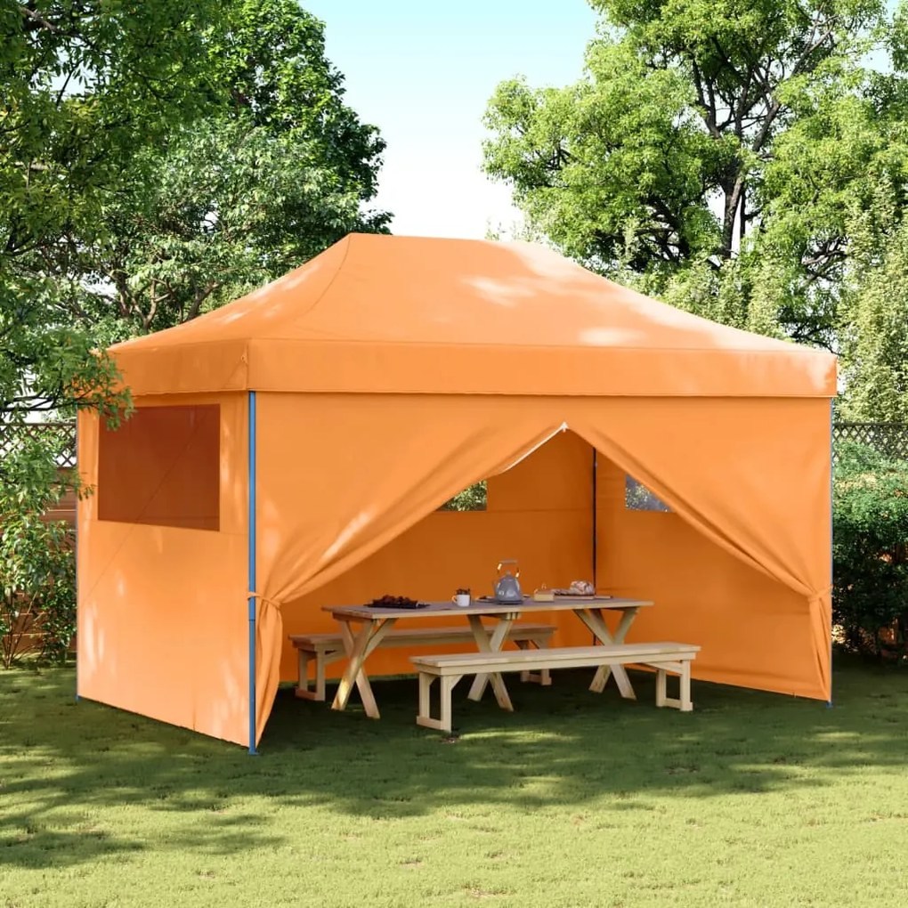Tendone Per Feste Pieghevole Pop-up Con 4 Pareti Arancione /