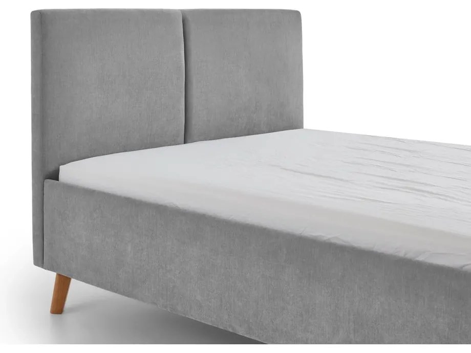 Letto matrimoniale imbottito grigio con rete inclusa 140x200 cm Piano – Meise Möbel