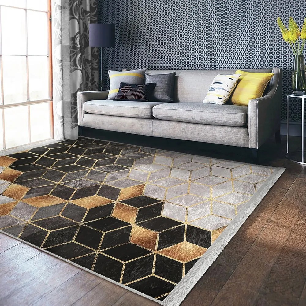 Tappeto in grigio-oro 160x230 cm Optic - Mila Home