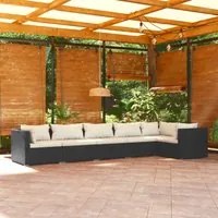 Set Divani da Giardino con Cuscini 6 pz in Polyrattan Nero