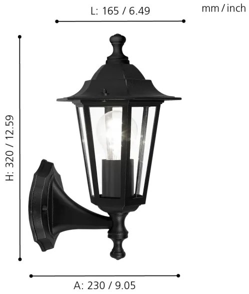 EGLO 22468 - Applique da esterno LATERNA 4 1xE27/60W nero