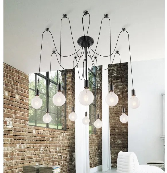 Rabalux 2224 - Lampadario CASPAR 10xE27/60W/230V nero