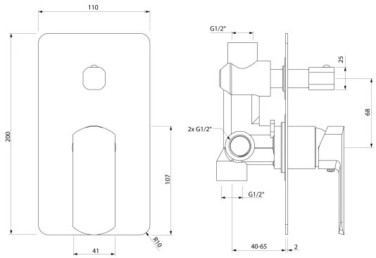 Sapho - Miscelatore doccia da incasso MIXONA, finitura cromo lucido