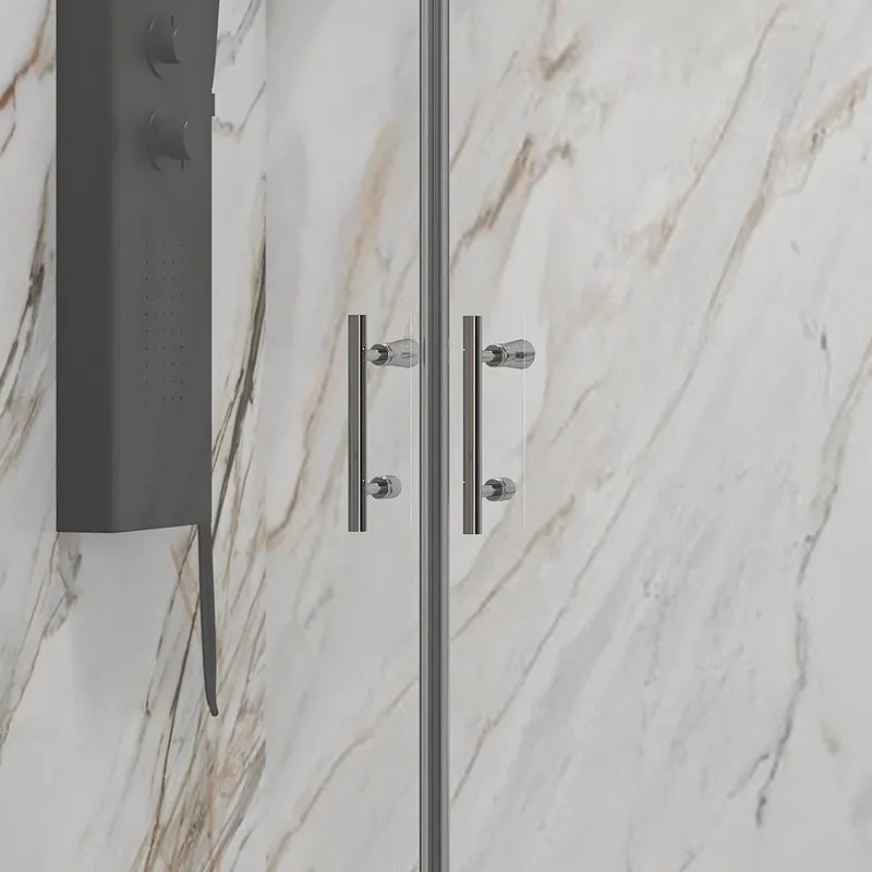 Kamalu - Box doccia in nicchia doppio battente 110-115cm finitura cromo |  KS2800 Saloon