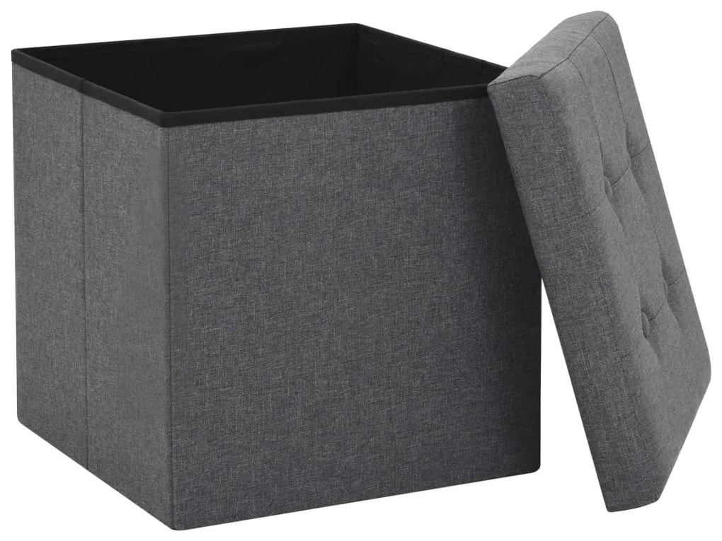 Sgabello pieghevole con contenitore grigio scuro in simil lino