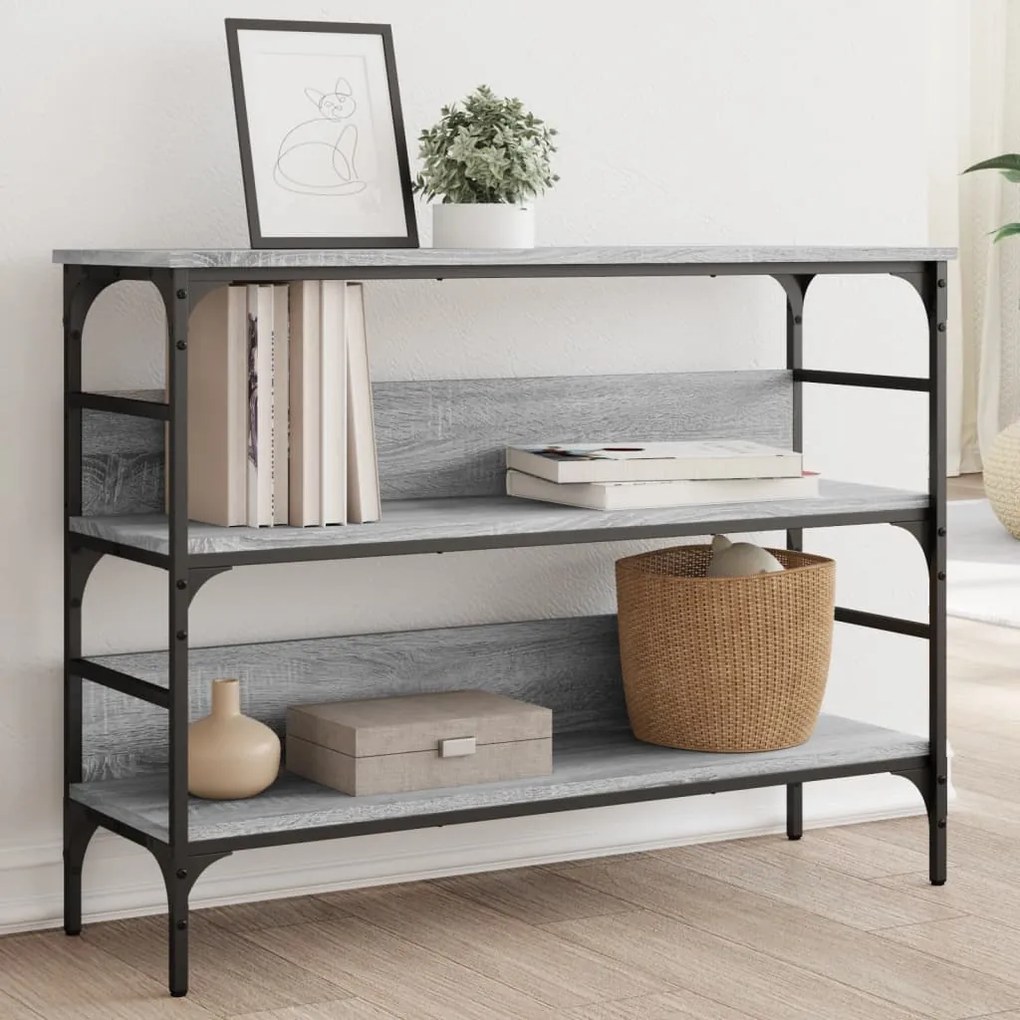 Tavolo Consolle Grigio Sonoma 100x32x75 Cm İn Legno Multistrato /