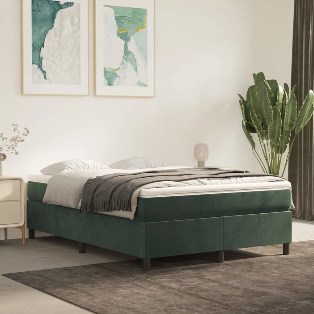 Giroletto Senza Materasso Verde Scuro 140x200 Cm İn Velluto /