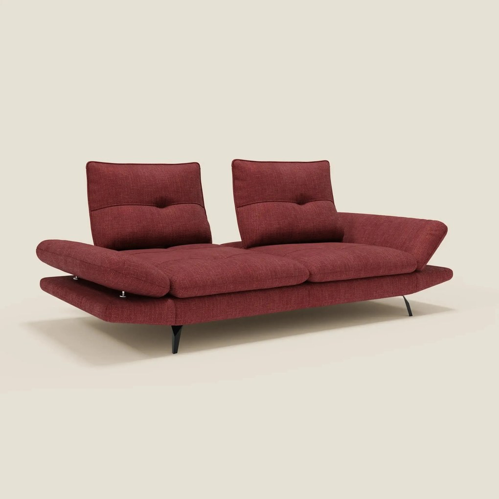 Ardex Divano 3 posti con schienali traslanti e braccioli regolabili in morbido tessuto impermeabile T06 rosso