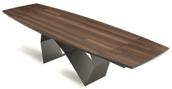 Tavolo allungabile 300 cm con base metallo Nero e piano Eucalipto WALL