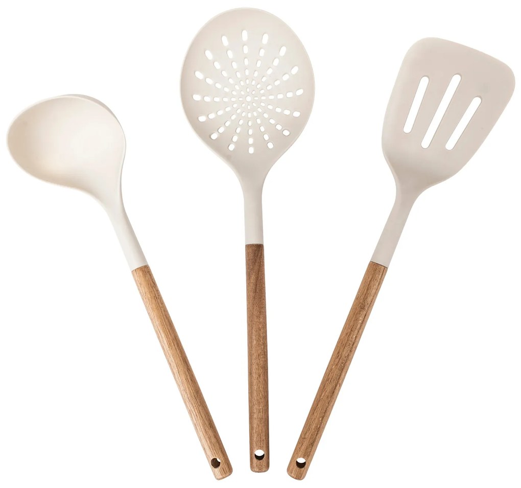 Set 3 utensili cucina manico legno