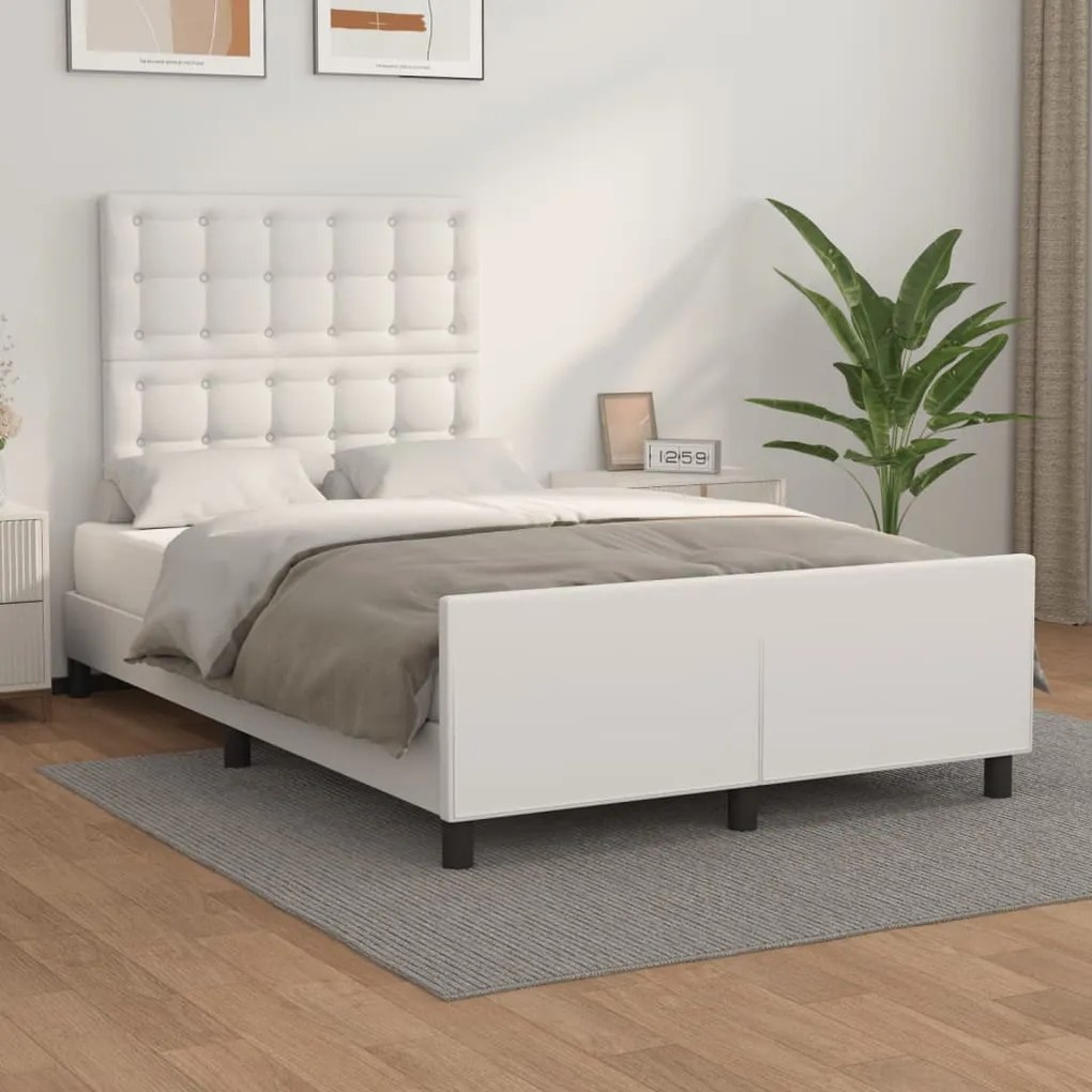 Giroletto Con Testiera Bianco 120x200 Cm İn Similpelle /